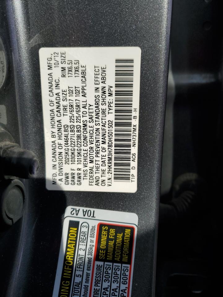 2013 Honda CR-V VIN 2HKRM3H78DH501502 Copart auction photo, front end / minor dent/scratches damage thumbnail 15