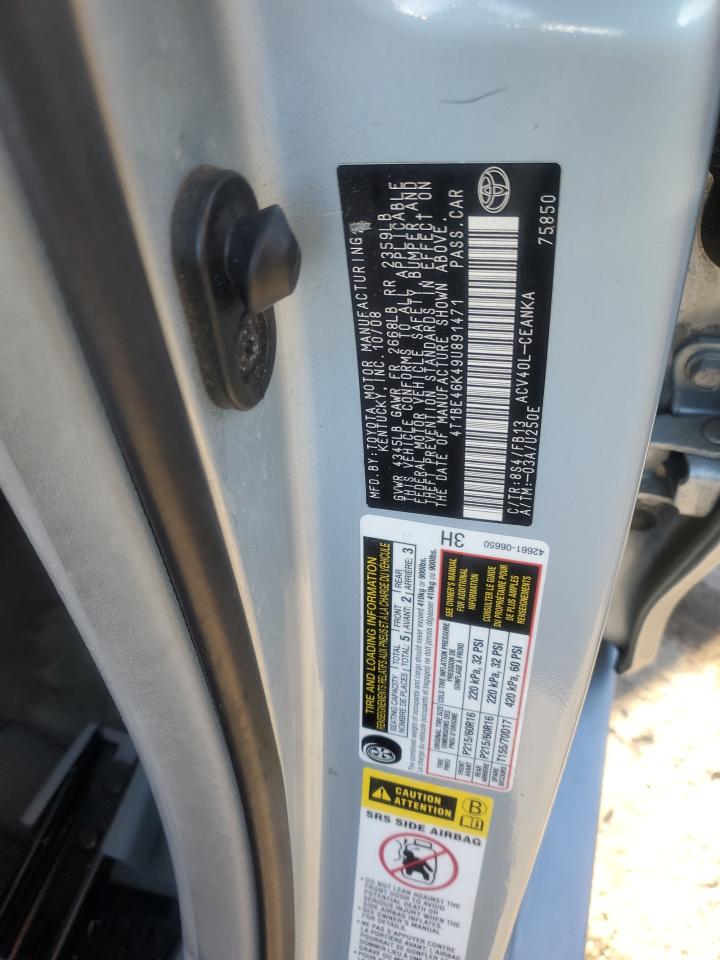2009 Toyota Camry VIN 4T1BE46K49U891471 Copart auction photo, normal wear damage thumbnail 12