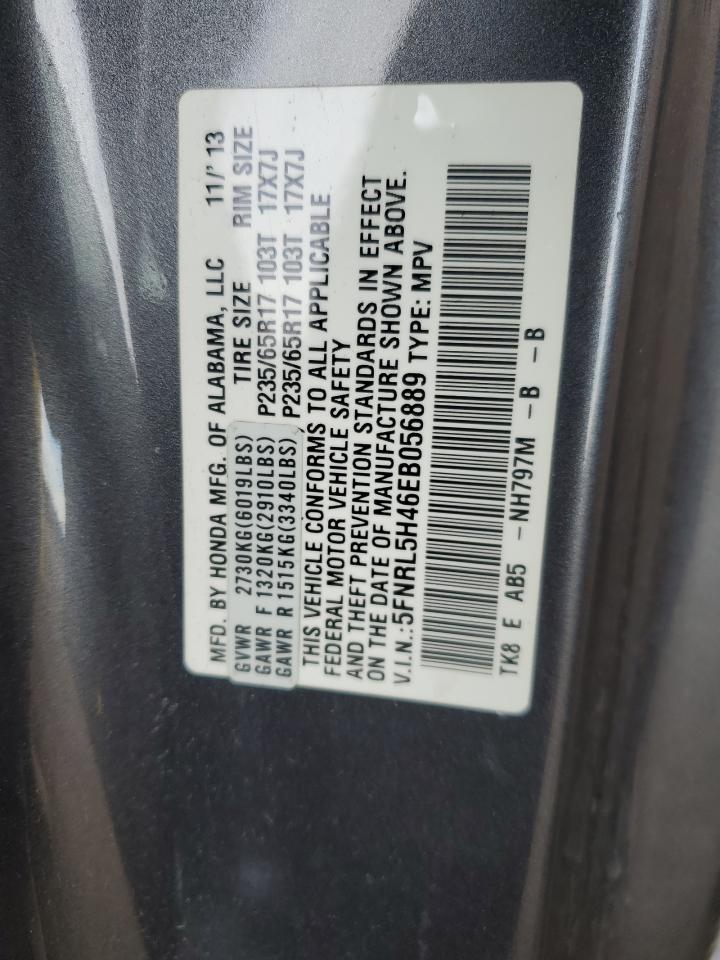 2014 Honda Odyssey VIN 5FNRL5H46EB056889 Copart auction photo, hail damage thumbnail 15