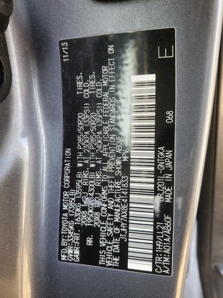 2014 Lexus LX VIN JTJHY7AX8E4141833 Copart auction photo, front end / minor dent/scratches damage thumbnail 14