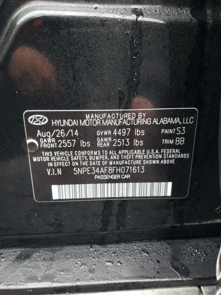 2015 Hyundai Sonata VIN 5NPE34AF8FH071613 Copart auction photo, rear end / side damage thumbnail 14