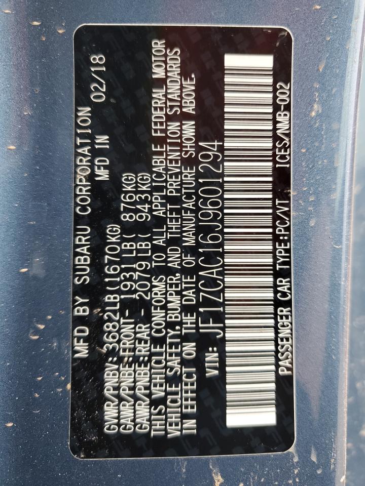 2018 Subaru BRZ VIN JF1ZCAC16J9601294 Copart auction photo, front end / rear end damage thumbnail 15