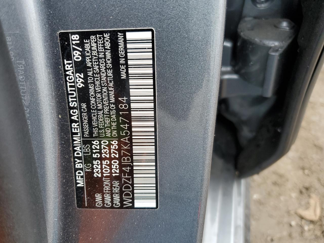 2019 Mercedes-Benz E-klasse VIN WDDZF4JB7KA547184 Copart auction photo, all over damage thumbnail 14