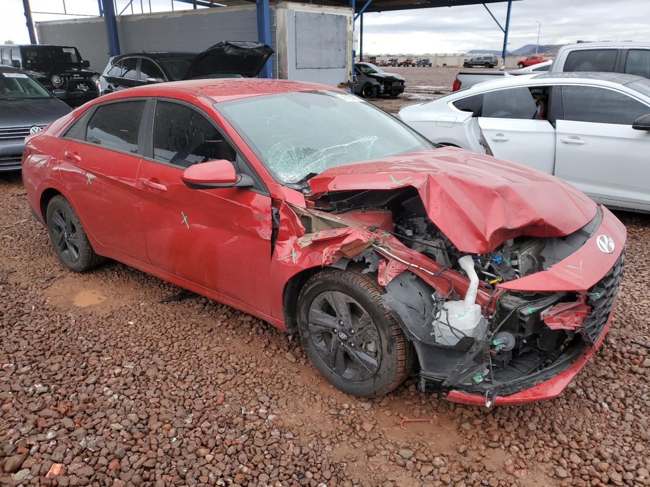 2021 Hyundai Elantra VIN 5NPLS4AG6MH051408 Copart auction photo, front end / side damage thumbnail 4