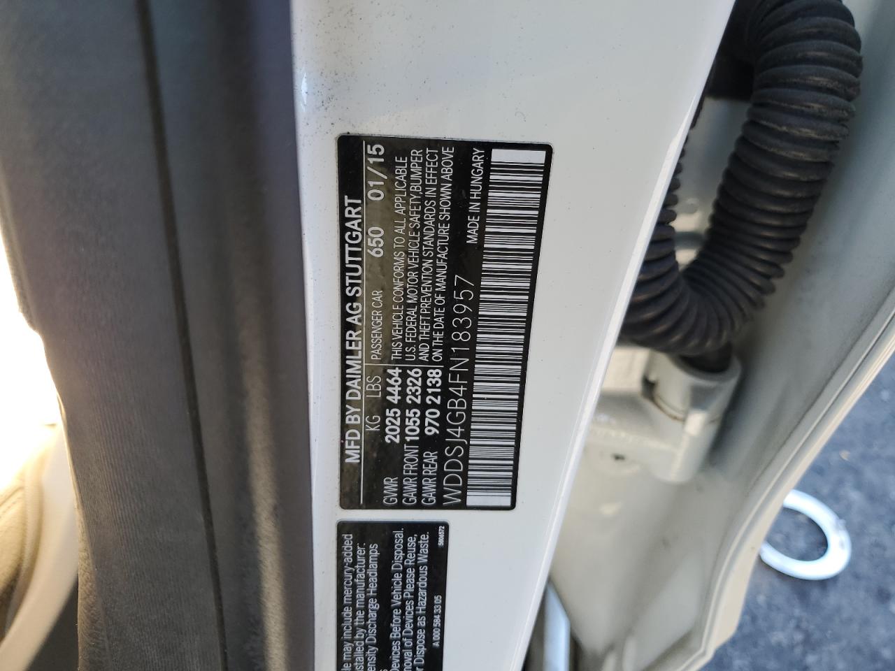 2015 Mercedes-Benz CLA-klasse VIN WDDSJ4GB4FN183957 Copart auction photo, all over damage thumbnail 12