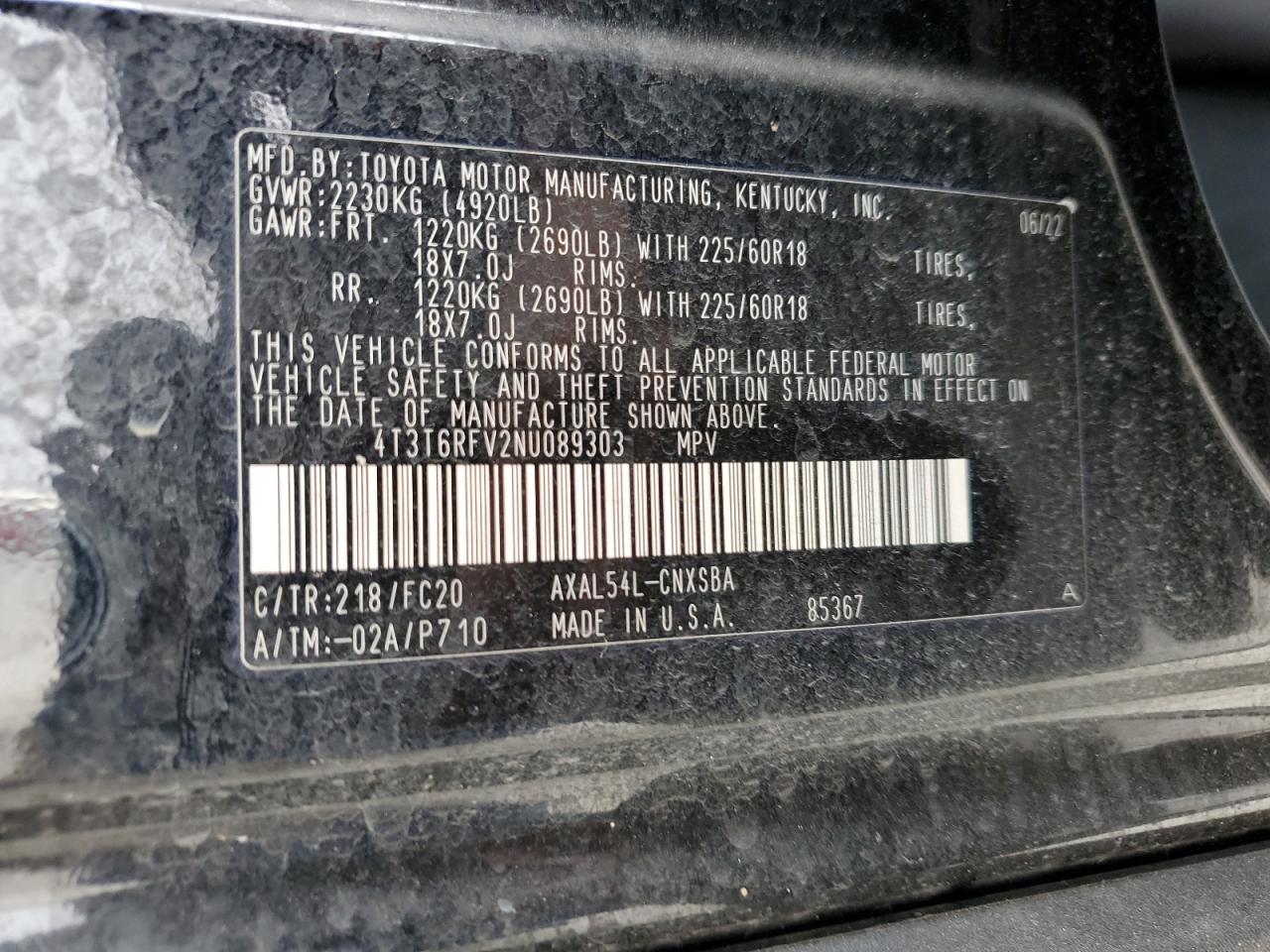 2022 Toyota RAV 4 VIN 4T3T6RFV2NU089303 Copart auction photo, front end / mechanical damage thumbnail 13