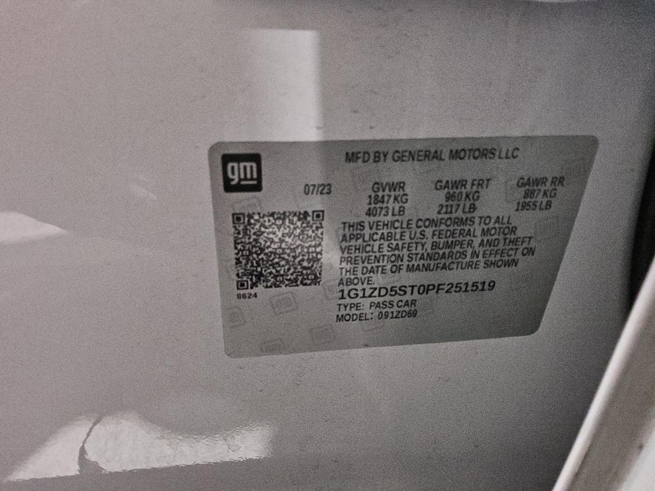 2023 Chevrolet Malibu VIN 1G1ZD5ST0PF251519 Copart auction photo, side / normal wear damage thumbnail 12