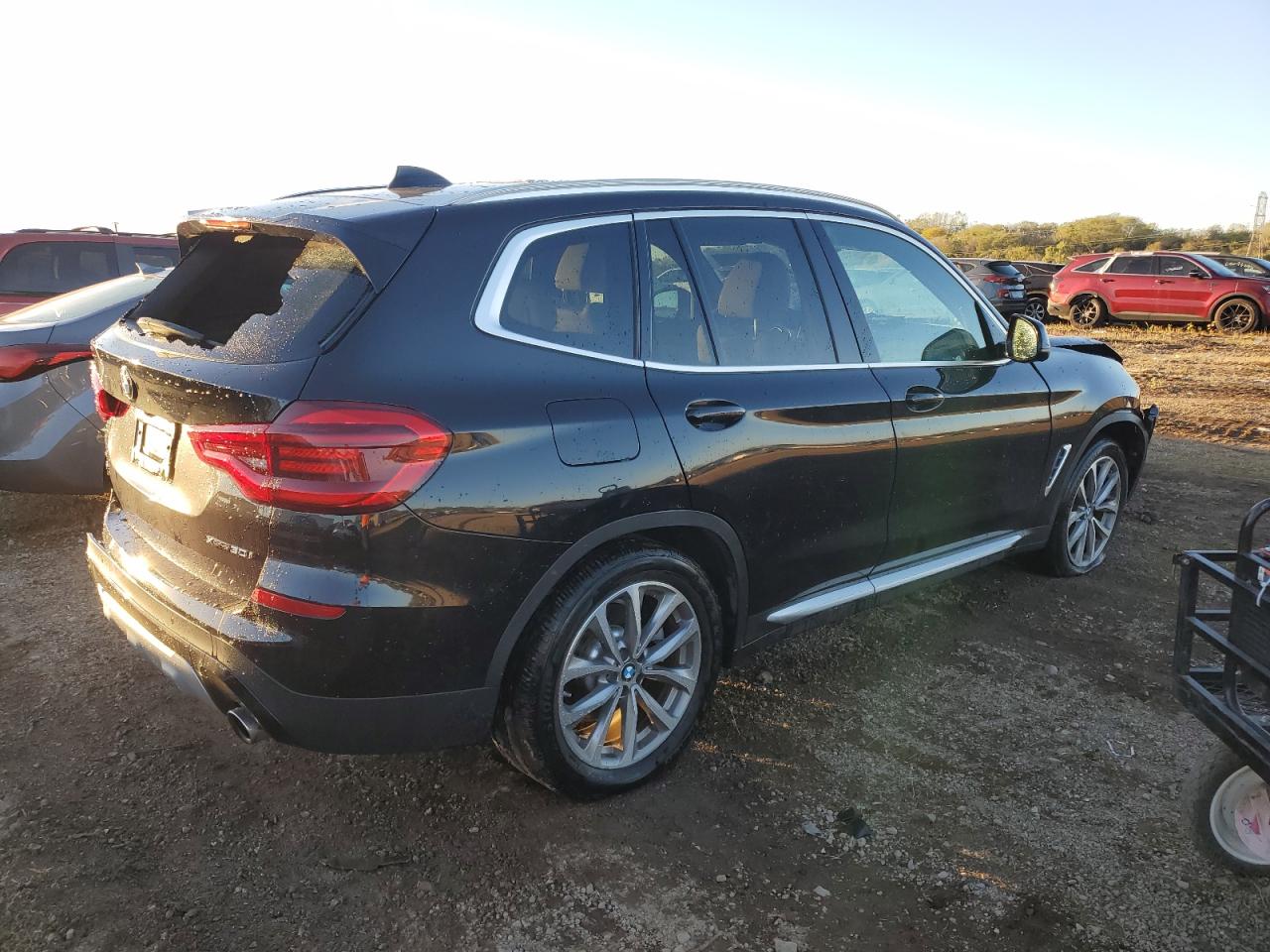 2019 BMW X3 VIN 5UXTR9C54KLR06408 Copart auction photo, rear end / side damage thumbnail 3