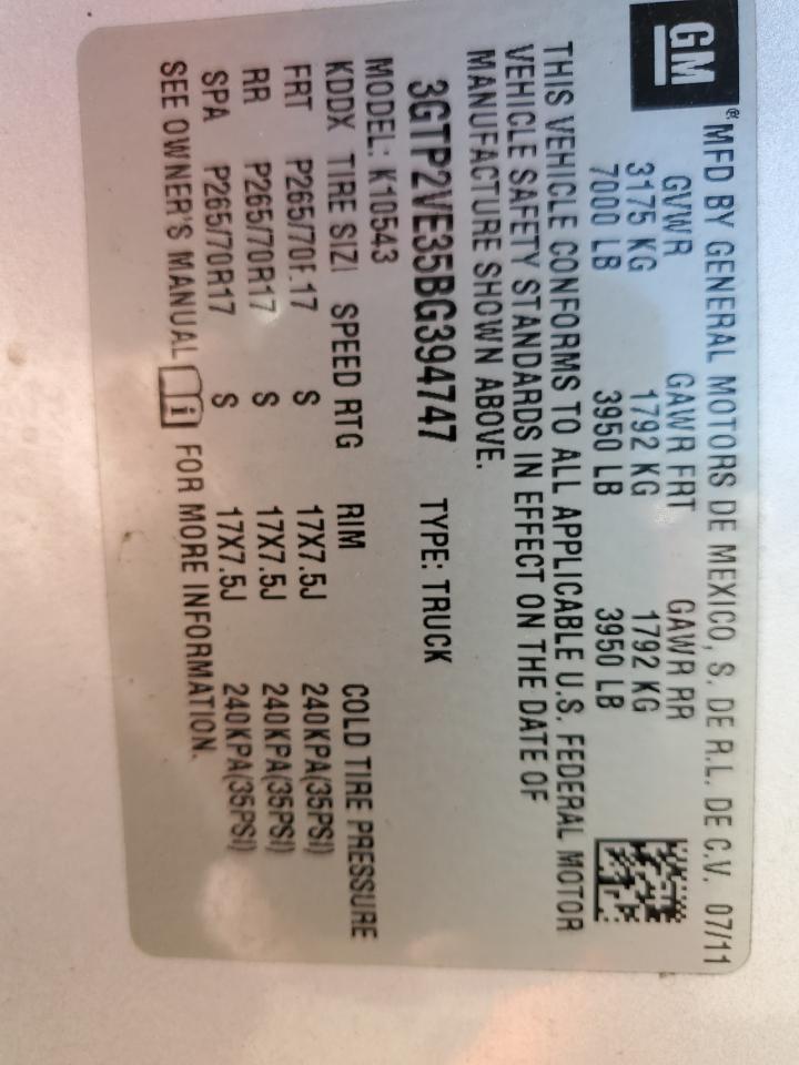 2011 GMC Sierra VIN 3GTP2VE35BG394747 Copart auction photo, front end / undercarriage damage thumbnail 12