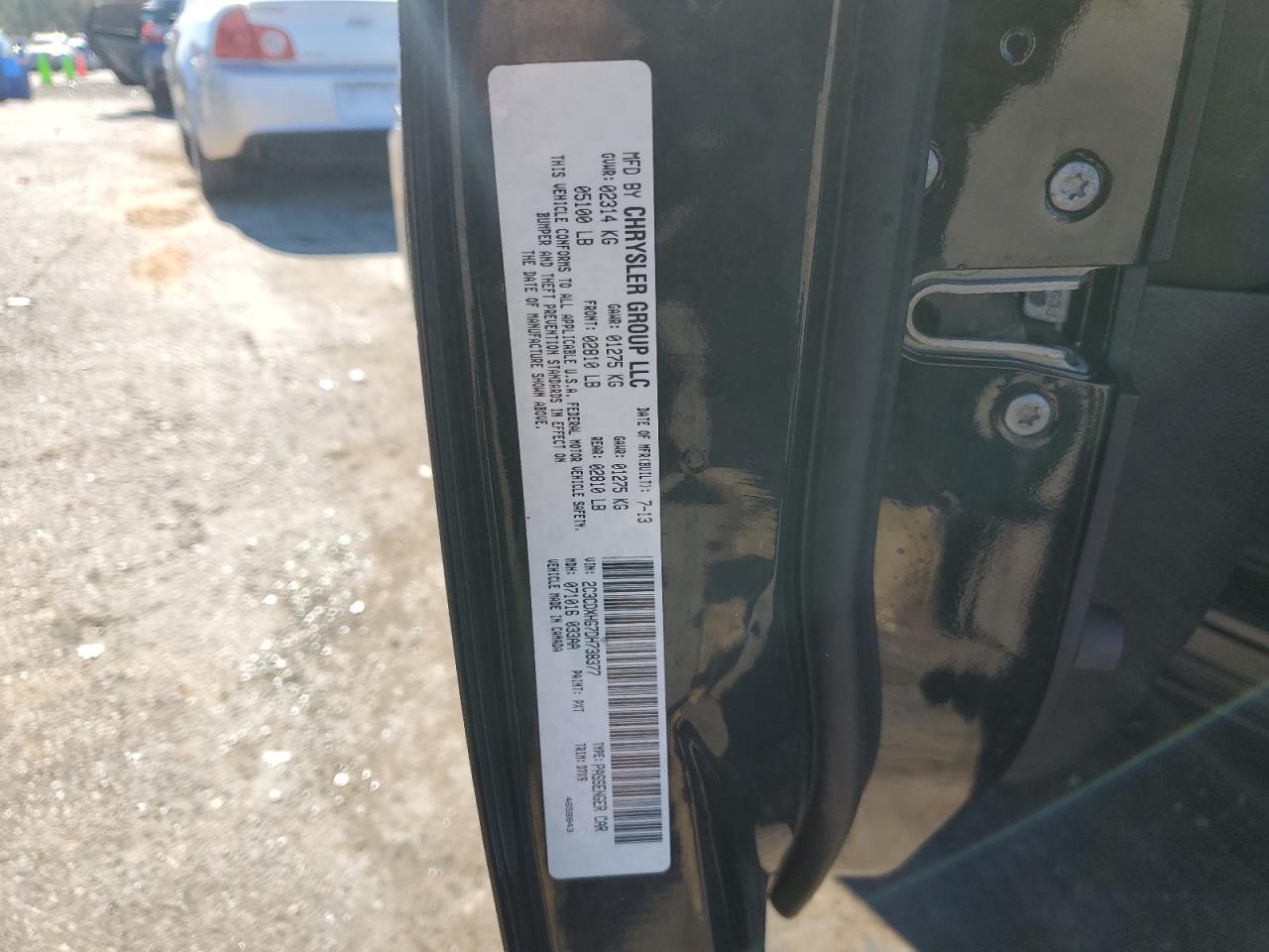2013 Dodge Charger VIN 2C3CDXHG7DH738377 Copart auction photo, side / front end damage thumbnail 12
