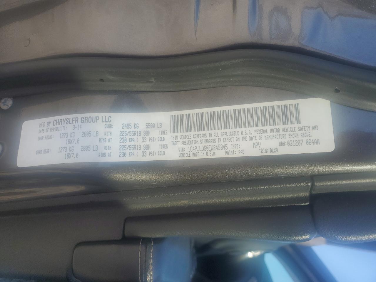 2014 Jeep Grand Cherokee VIN 1C4PJLDS0EW245345 Copart auction photo, all over damage thumbnail 13