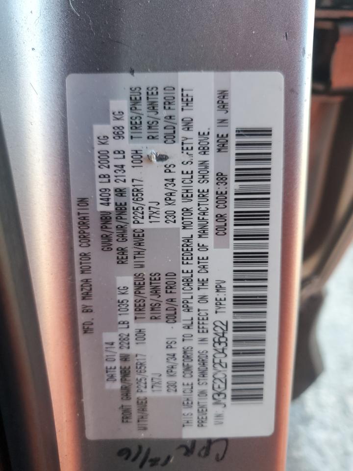 2015 Mazda CX-5 VIN JM3KE2CY2F0436422 Copart auction photo, side / rear end damage thumbnail 15