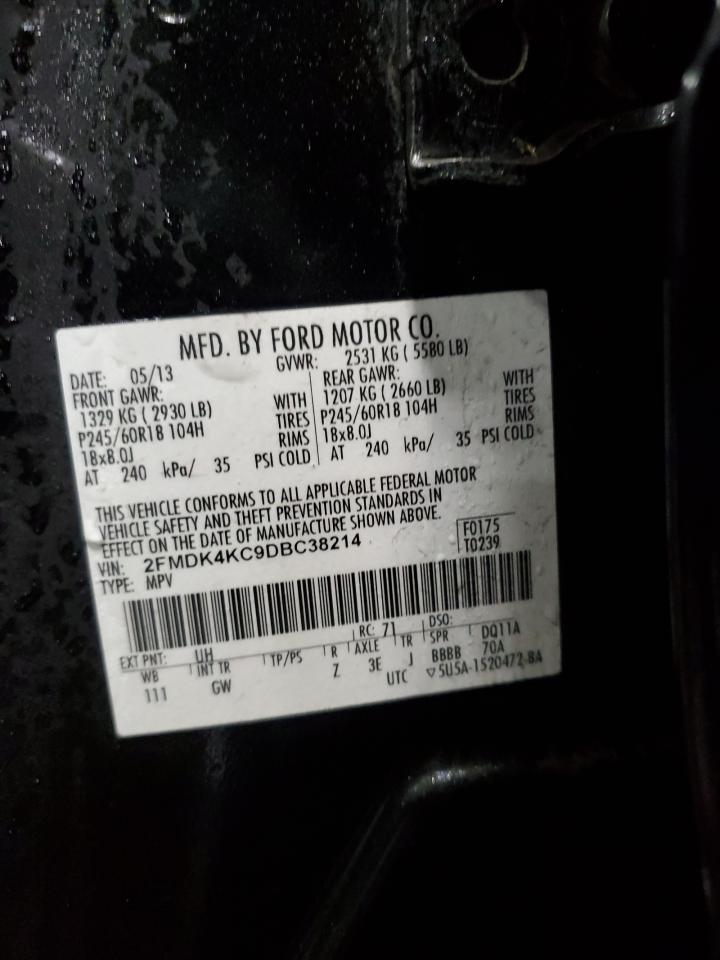 2013 Ford Edge VIN 2FMDK4KC9DBC38214 Copart auction photo, front end damage thumbnail 14