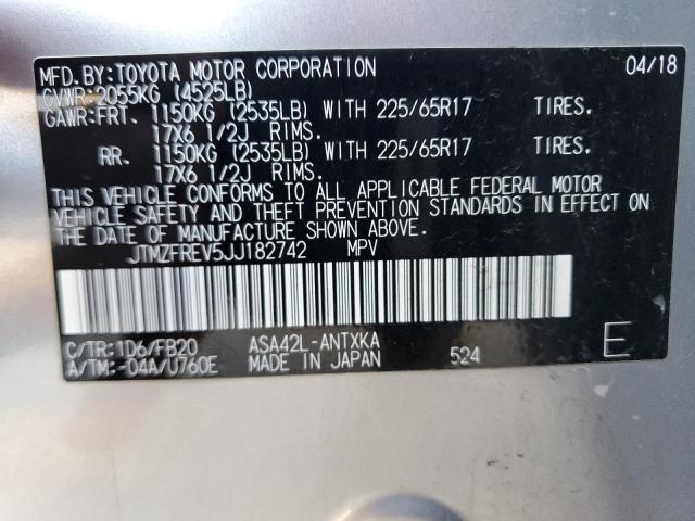2018 Toyota RAV 4 VIN JTMZFREV5JJ182742 Copart auction photo, rear end / front end damage thumbnail 12
