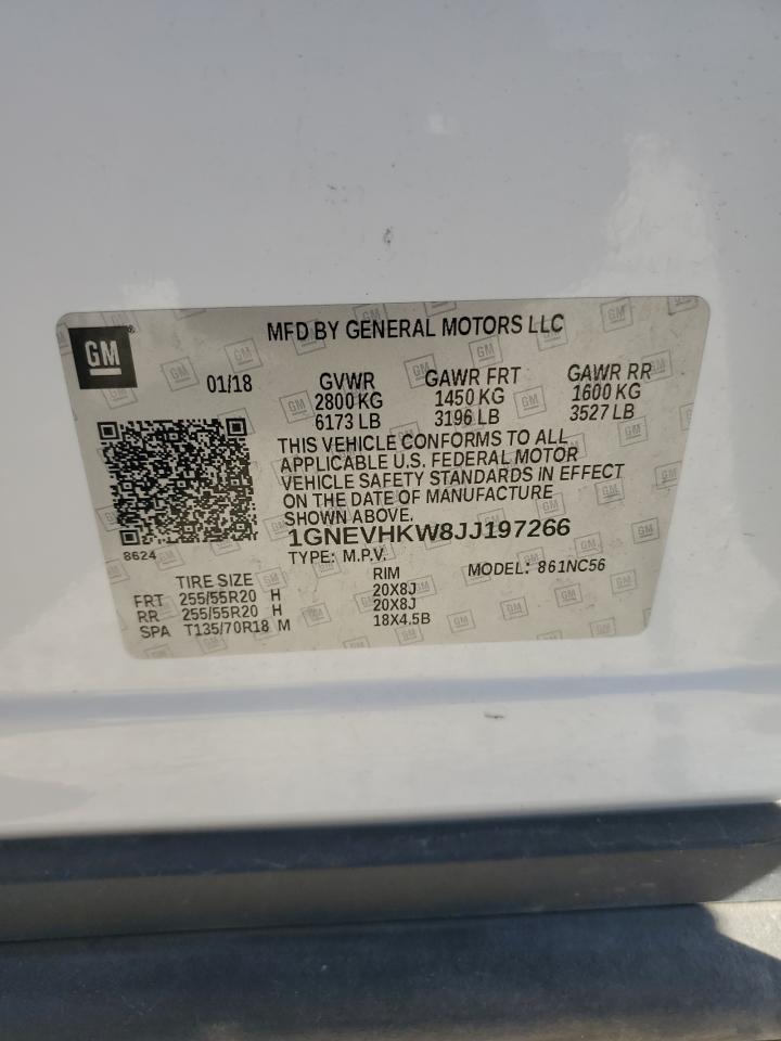 2018 Chevrolet Traverse VIN 1GNEVHKW8JJ197266 Copart auction photo, front end damage thumbnail 15