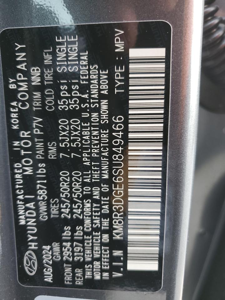 2025 Hyundai Palisade VIN KM8R3DGE6SU849466 Copart auction photo, rear end / side damage thumbnail 14