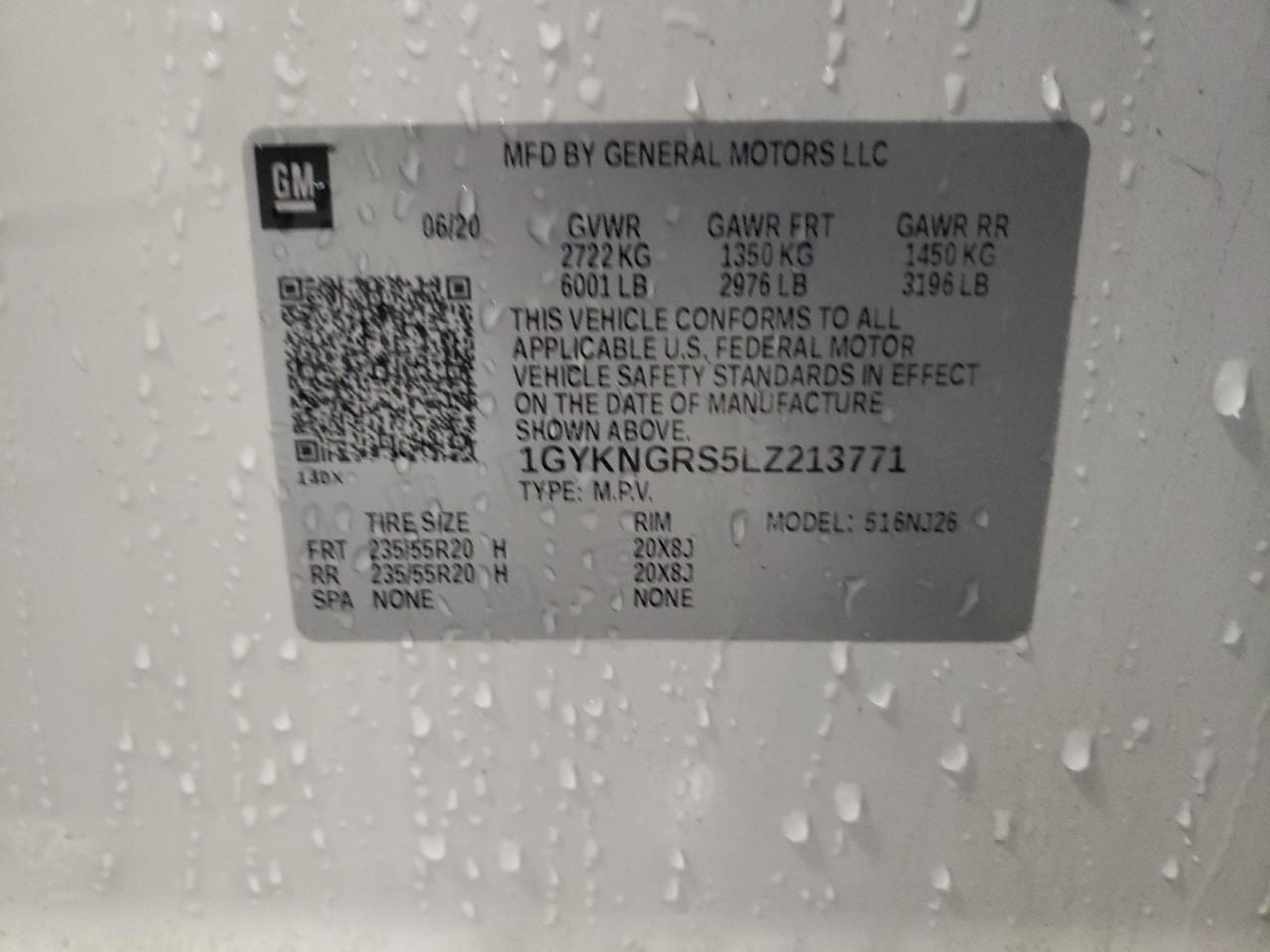2020 Cadillac XT5 VIN 1GYKNGRS5LZ213771 Copart auction photo, all over damage thumbnail 13