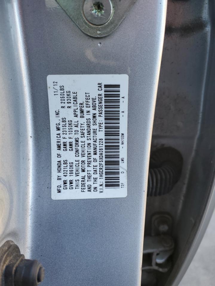 2013 Honda Accord VIN 1HGCR2F5XDA061228 Copart auction photo, front end / side damage thumbnail 13