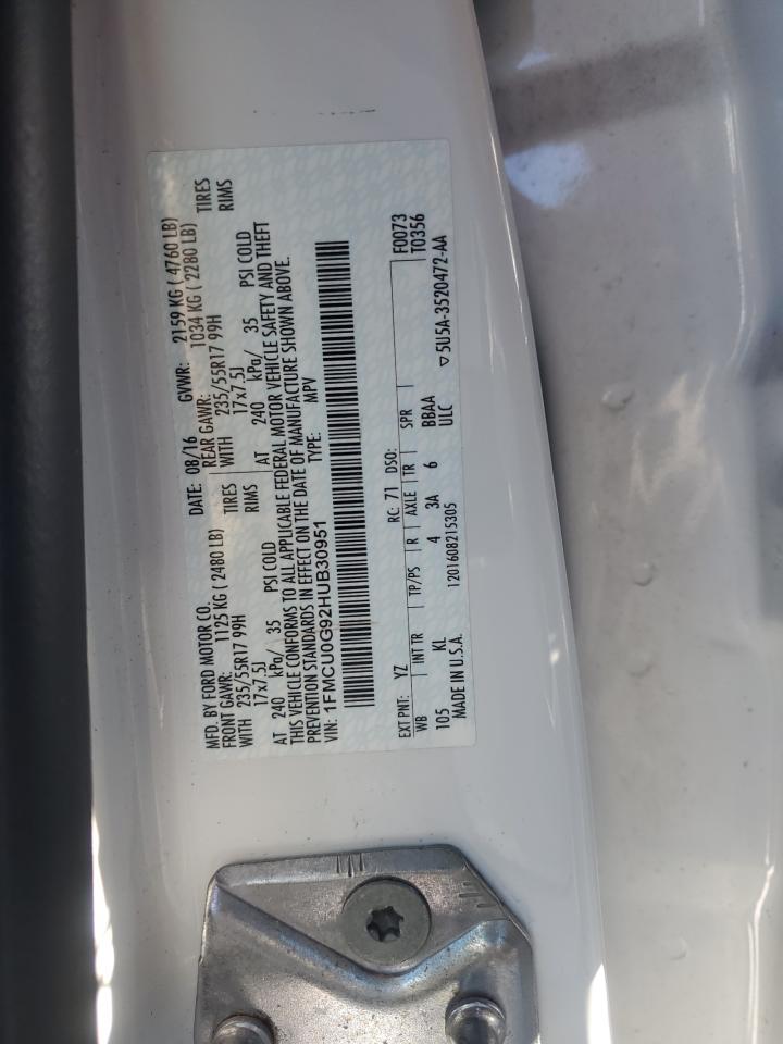 2017 Ford Escape VIN 1FMCU0G92HUB30951 Copart auction photo, normal wear / minor dent/scratches damage thumbnail 13