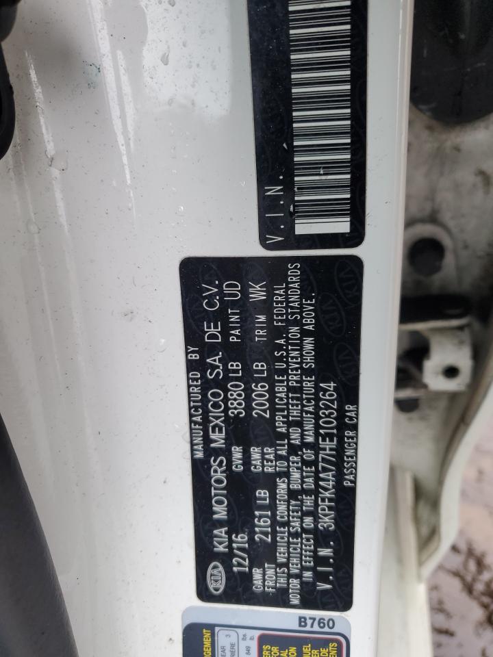 2017 KIA Forte VIN 3KPFK4A77HE103264 Copart auction photo, rear end damage thumbnail 12