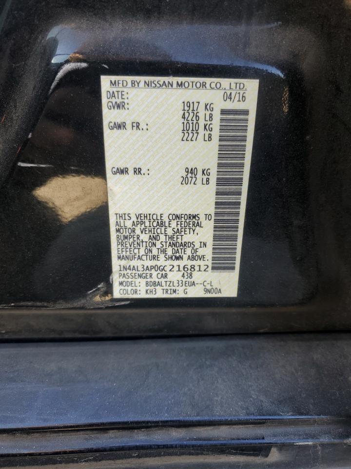 2016 Nissan Altima VIN 1N4AL3AP0GC216812 Copart auction photo, side damage thumbnail 14