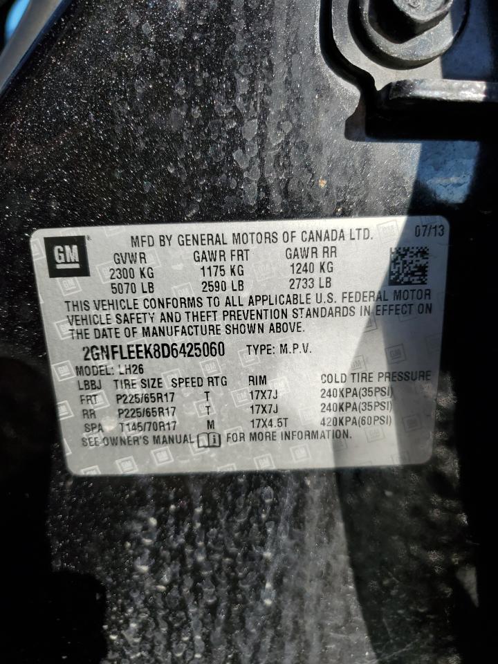 2013 Chevrolet Equinox VIN 2GNFLEEK8D6425060 Copart auction photo, front end / rear end damage thumbnail 13