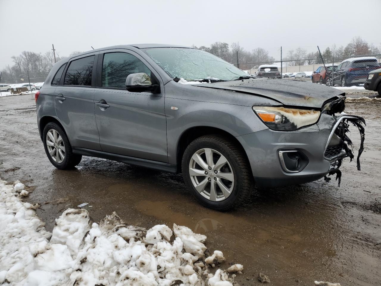 2015 Mitsubishi Outlander VIN 4A4AR3AU9FE011757 Copart auction photo, burn - engine / front end damage thumbnail 4