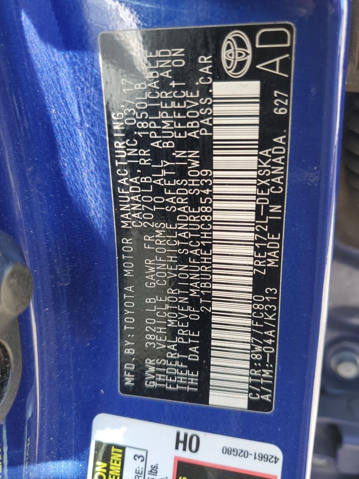 2017 Toyota Corolla VIN 2T1BURHE1HC885439 Copart auction photo, front end damage thumbnail 12
