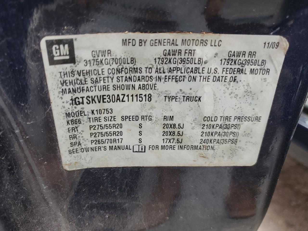 2010 GMC Sierra VIN 1GTSKVE30AZ111518 Copart auction photo, rollover damage thumbnail 12