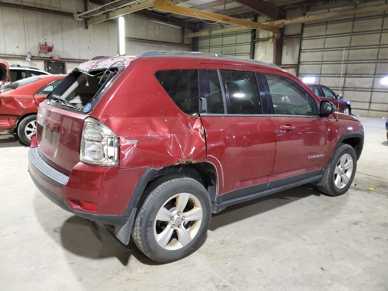 2012 Jeep Compass VIN 1C4NJDBB6CD554634 Copart auction photo, top/roof / rear end damage thumbnail 3