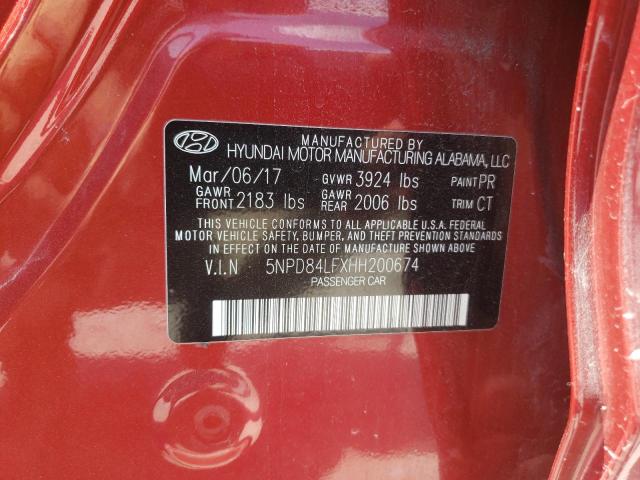2017 Hyundai Elantra VIN 5NPD84LFXHH200674 Copart auction photo, rear end / front end damage thumbnail 13