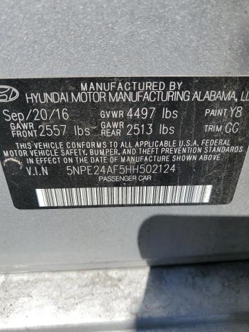 2017 Hyundai Sonata VIN 5NPE24AF5HH502124 Copart auction photo, rear end / side damage thumbnail 12