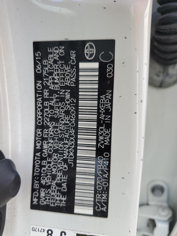 2015 Toyota Prius VIN JTDKN3DU4F0460912 Copart auction photo, water/flood damage thumbnail 13
