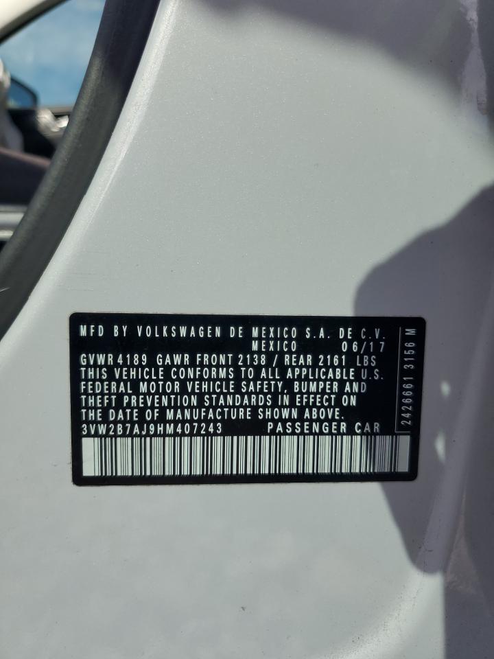 2017 Volkswagen Jetta VIN 3VW2B7AJ9HM407243 Copart auction photo, front end damage thumbnail 12