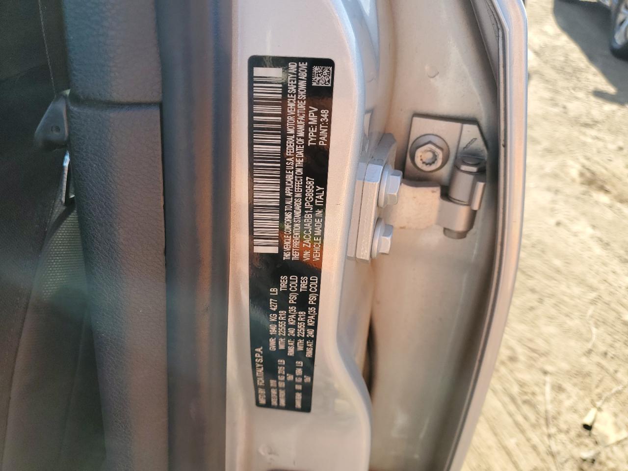 2018 Jeep Renegade VIN ZACCJABB1JPG89587 Copart auction photo, hail damage thumbnail 12