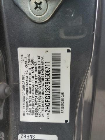 2009 Honda Civic VIN 2HGFG12879H506711 Copart auction photo, side / rear end damage thumbnail 12