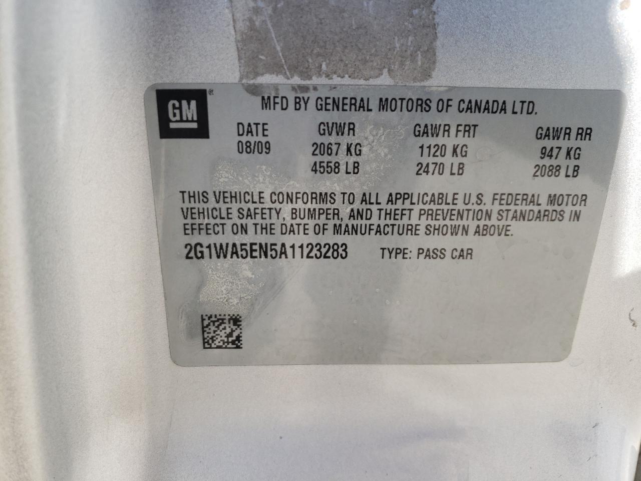 2010 Chevrolet Impala VIN 2G1WA5EN5A1123283 Copart auction photo, front end damage thumbnail 12