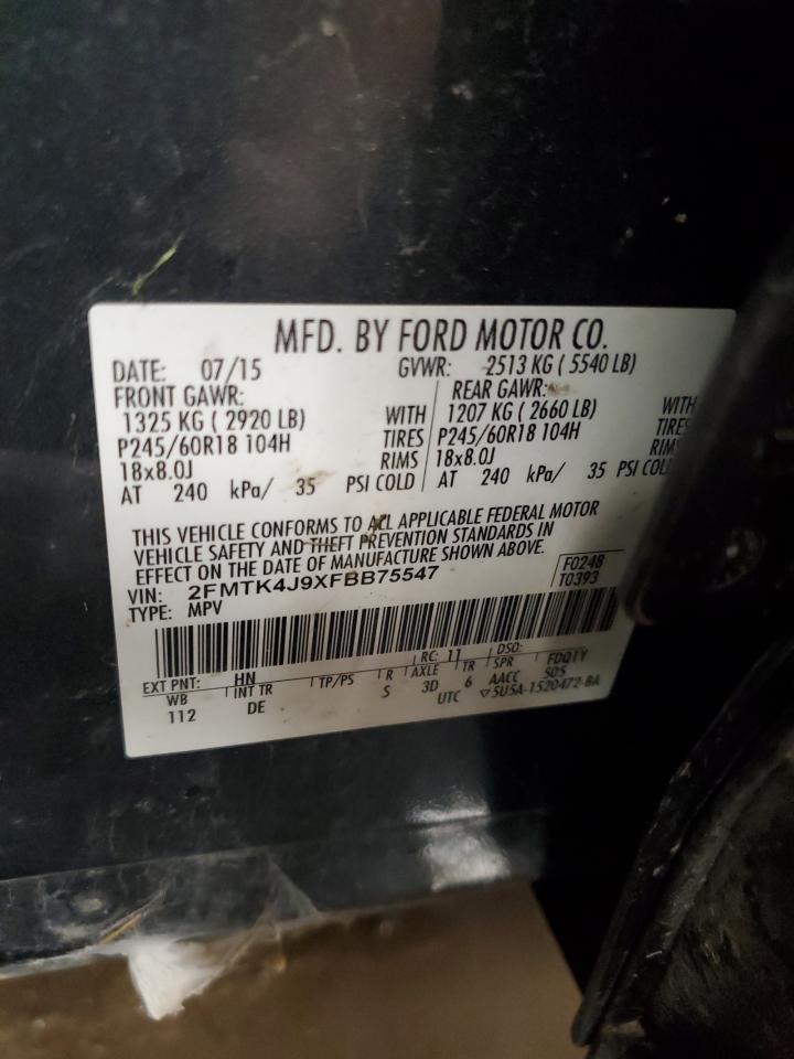 2015 Ford Edge VIN 2FMTK4J9XFBB75547 Copart auction photo, normal wear damage thumbnail 13
