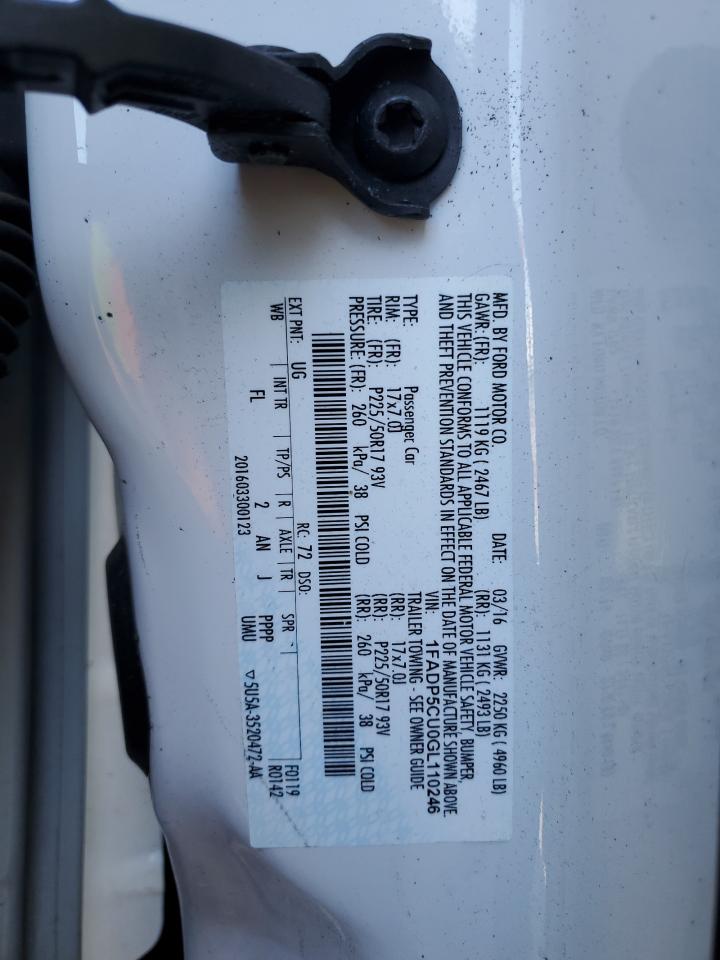 2016 Ford C-MAX VIN 1FADP5CU0GL110246 Copart auction photo, front end / rear end damage thumbnail 12