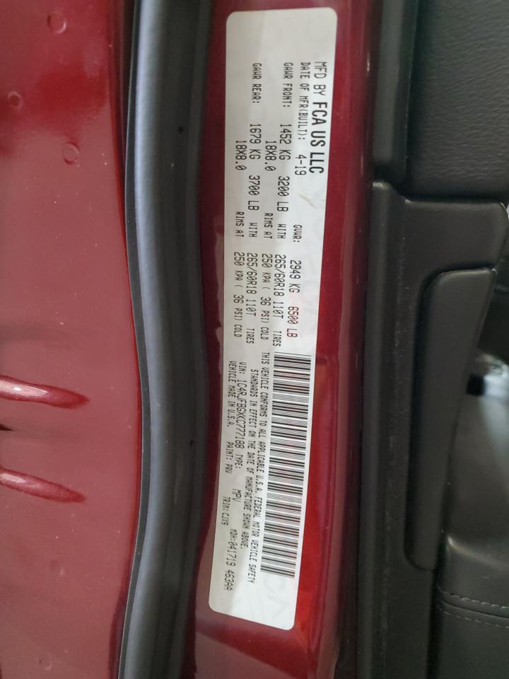 2019 Jeep Grand Cherokee VIN 1C4RJFBGXKC777188 Copart auction photo, all over damage thumbnail 14