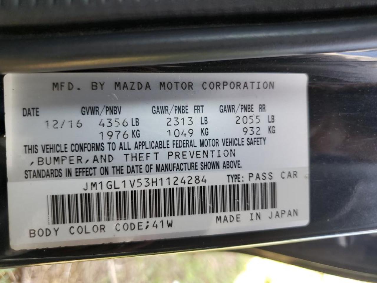 2017 Mazda 6 VIN JM1GL1V53H1124284 Copart auction photo, side / front end damage thumbnail 12
