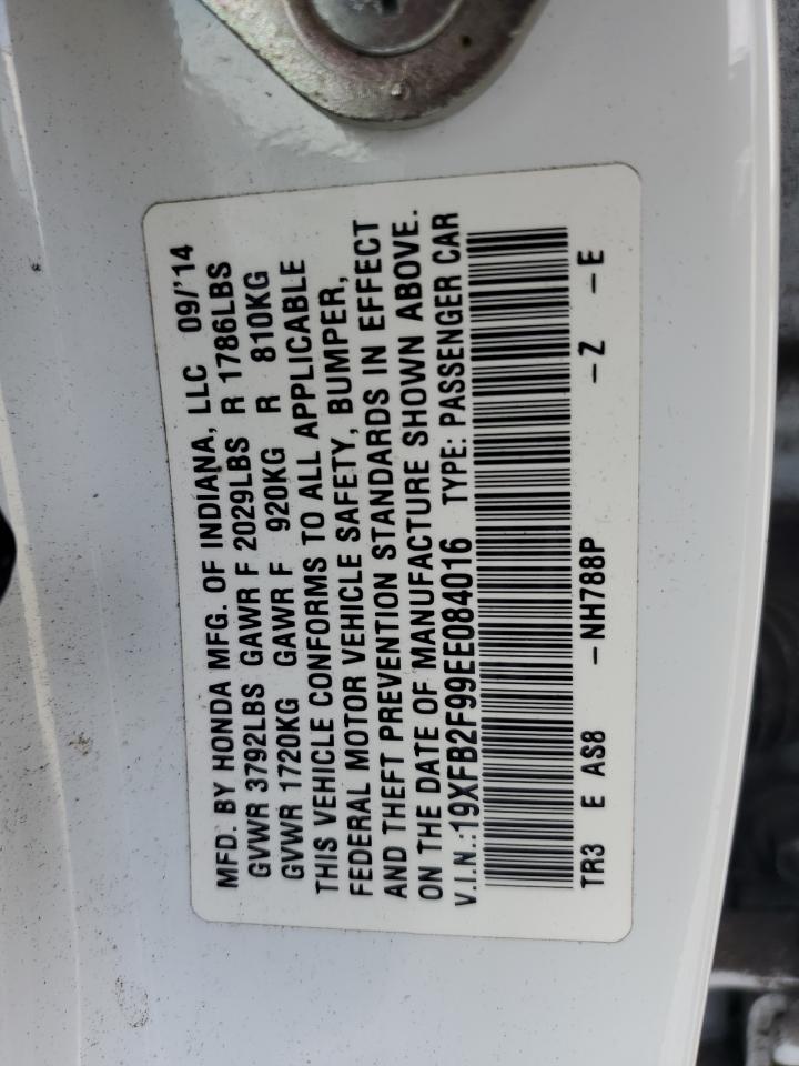 2014 Honda Civic VIN 19XFB2F99EE084016 Copart auction photo, front end damage thumbnail 14