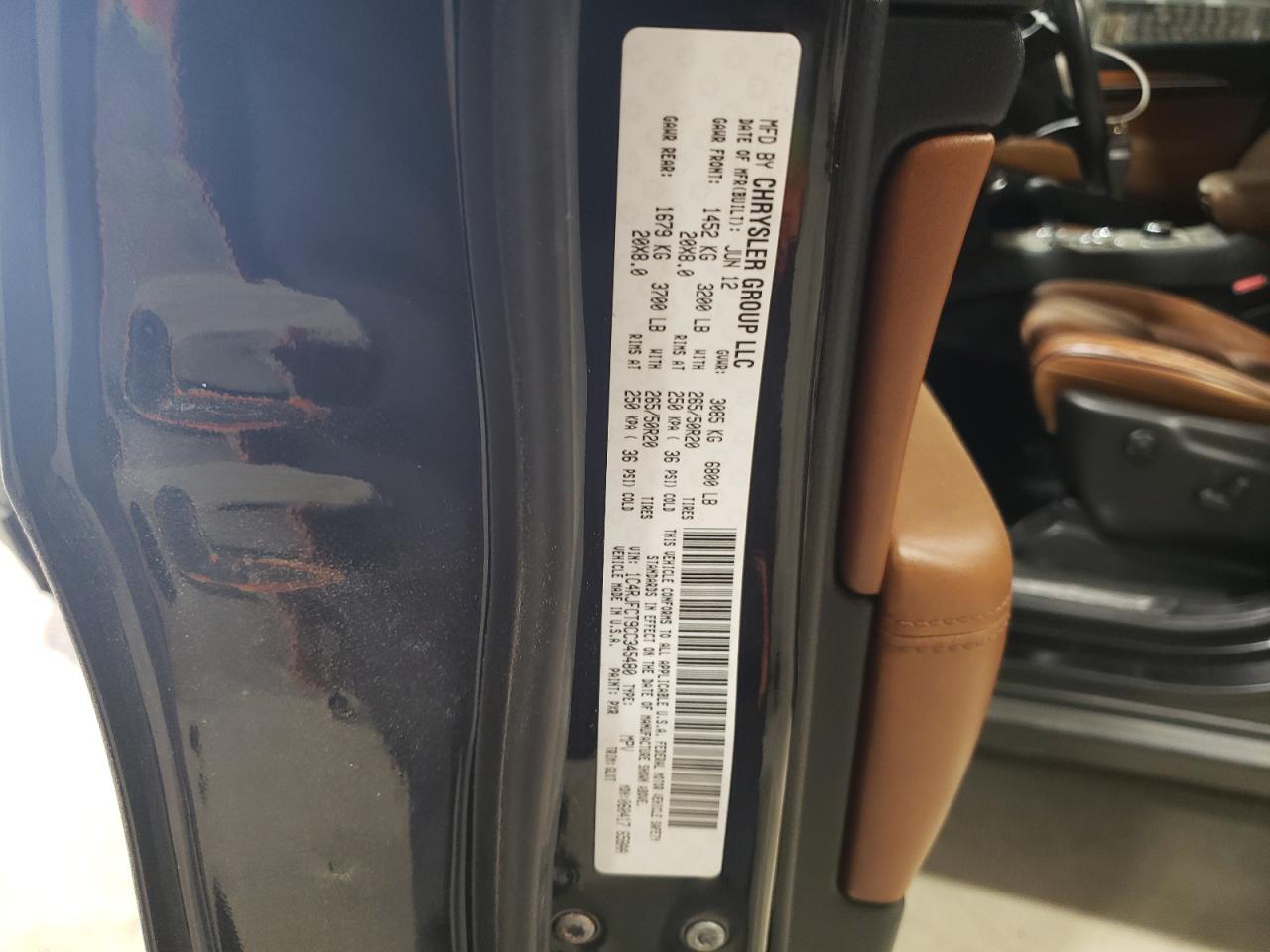 2012 Jeep Grand Cherokee VIN 1C4RJFCT9CC345480 Copart auction photo, front end damage thumbnail 15