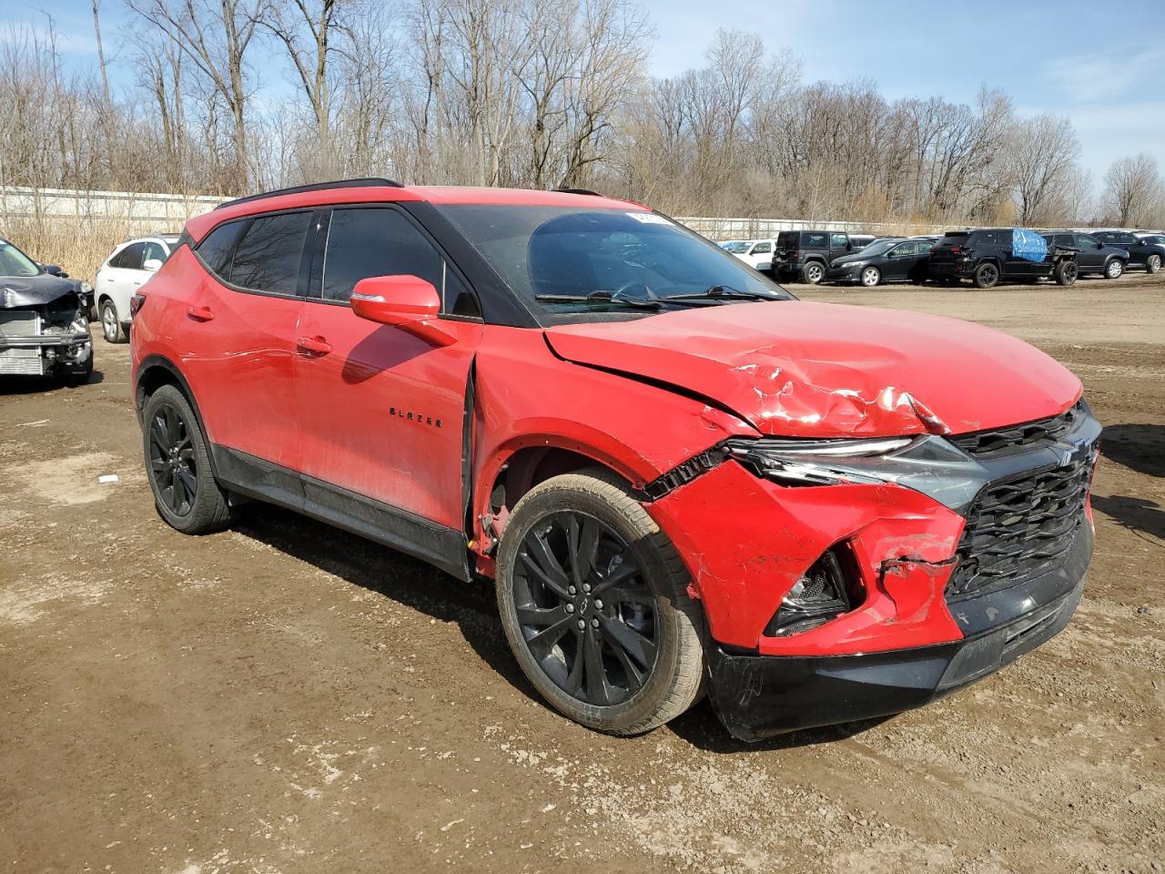 2021 Chevrolet Blazer VIN 3GNKBKRS2MS579615 Copart auction photo, front end / side damage thumbnail 4