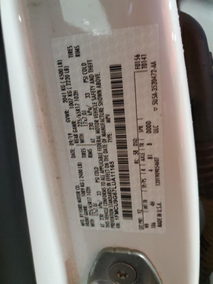 2020 Ford Escape VIN 1FMCU9G67LUA11165 Copart auction photo, front end damage thumbnail 14