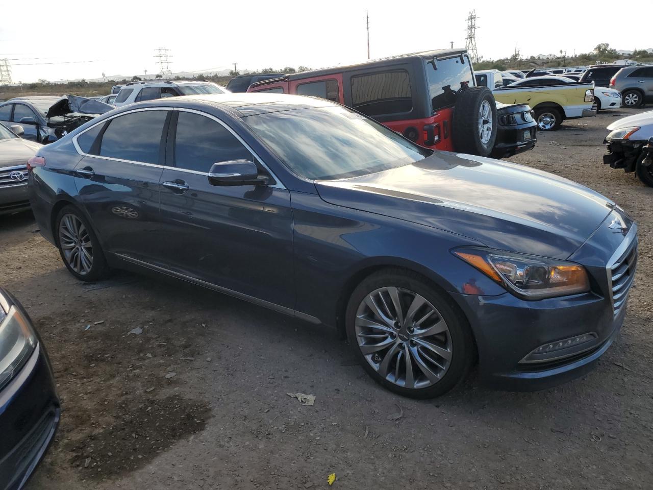 2015 Hyundai Genesis VIN KMHGN4JF5FU068253 Copart auction photo, side / undercarriage damage thumbnail 4