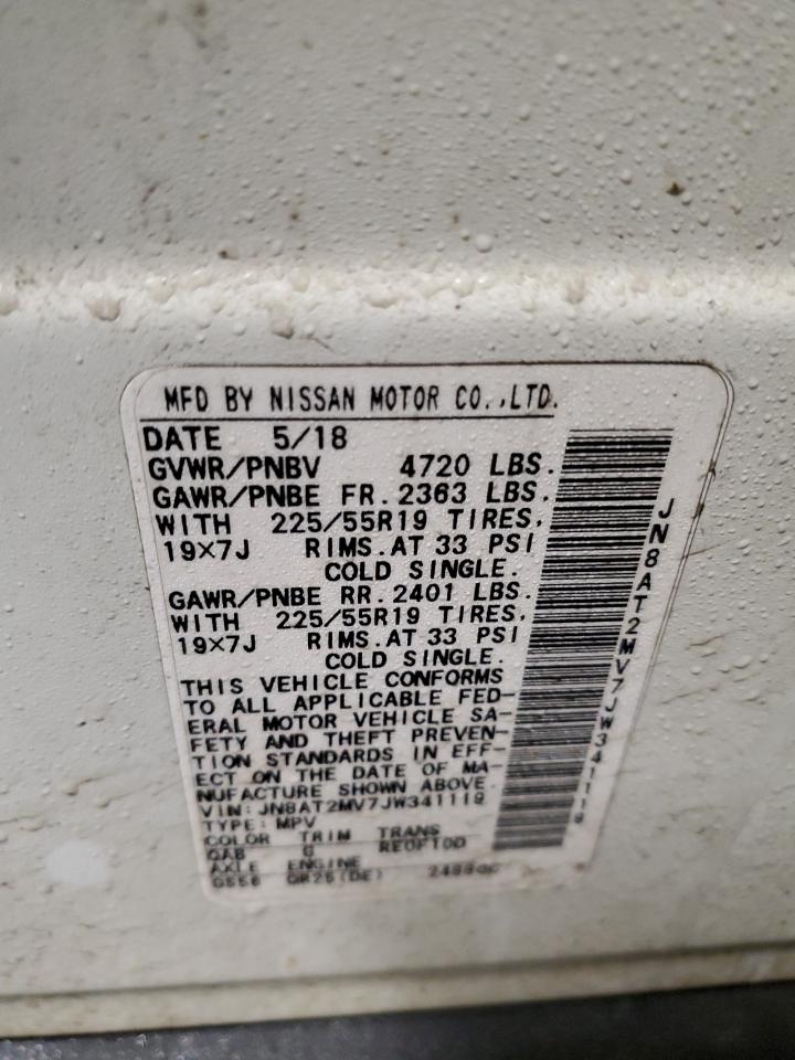 2018 Nissan Rogue VIN JN8AT2MV7JW341119 Copart auction photo, front end damage thumbnail 12