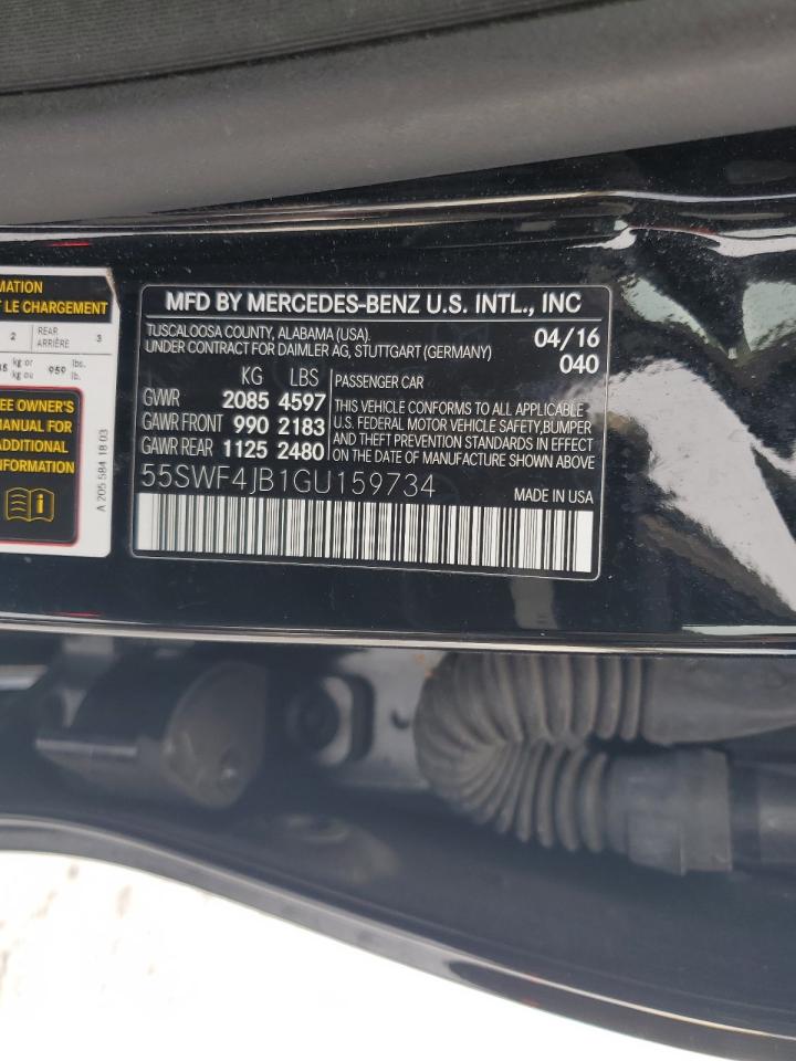 2016 Mercedes-Benz C-klasse VIN 55SWF4JB1GU159734 Copart auction photo, front end damage thumbnail 13