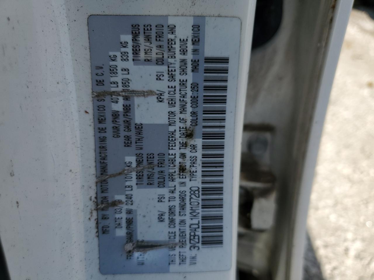 2019 Mazda 3 VIN 3MZBPADL1KM107280 Copart auction photo, top/roof / rear end damage thumbnail 12