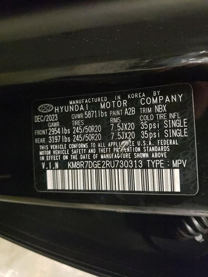 2024 Hyundai Palisade VIN KM8R7DGE2RU730313 Copart auction photo, front end damage thumbnail 13
